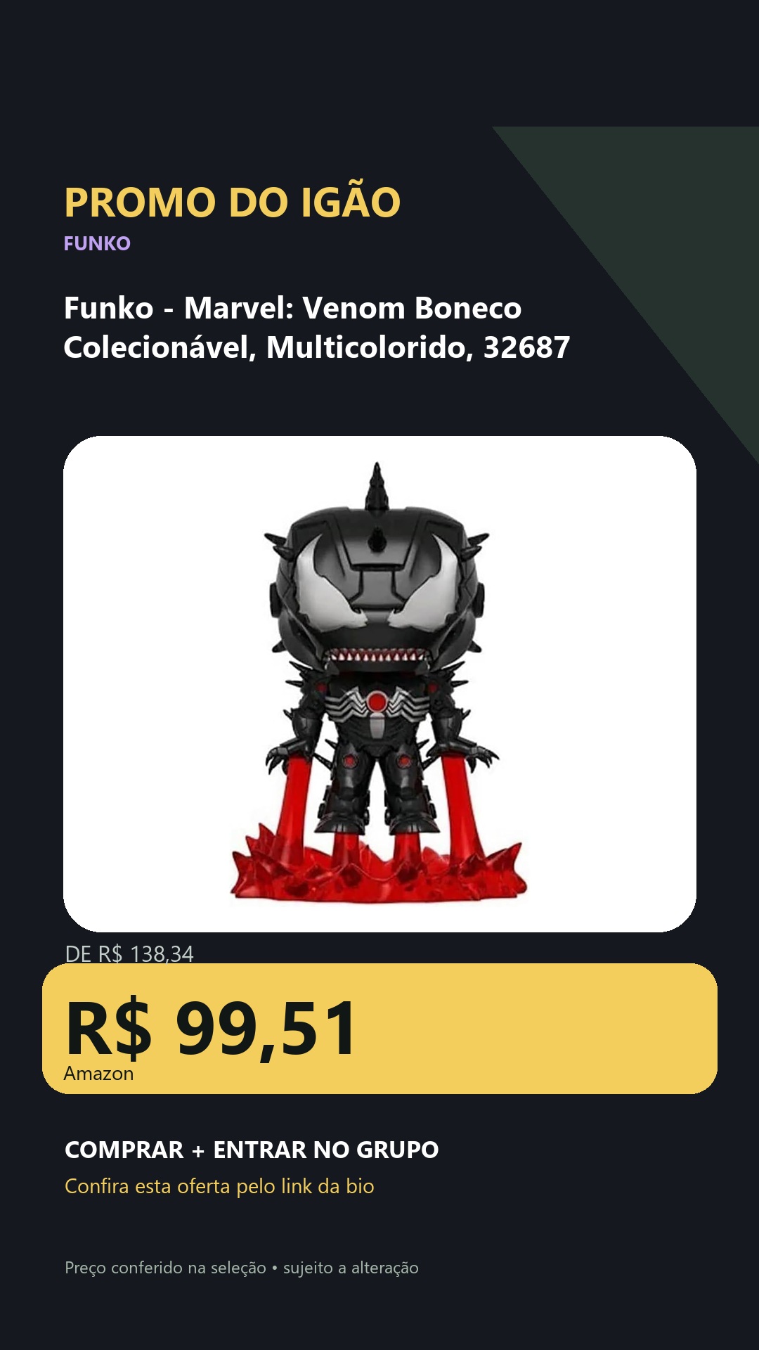 Funko - Marvel: Venom Boneco Colecionável, Multicolorido, 32687
